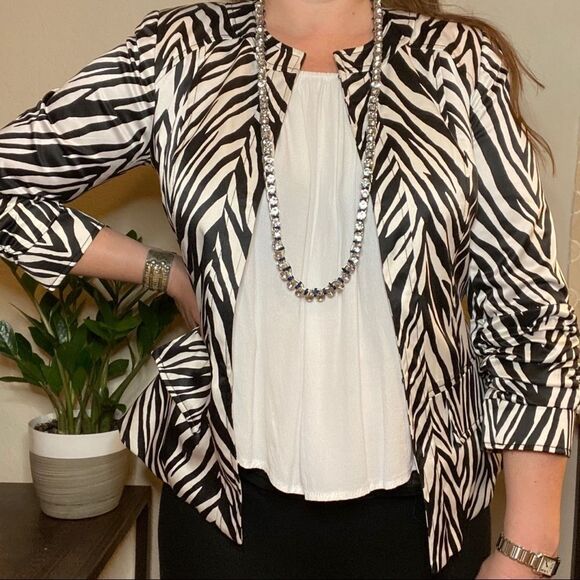 Peck & Peck Zebra Striped Jacket Sz 6 - Picture 8 of 8